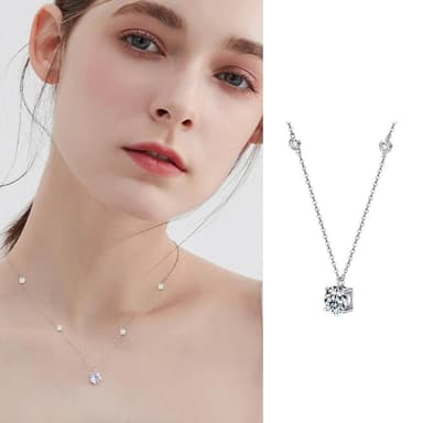 【EMMA SUE】項鍊 吊墜 兩克拉 首飾 銀飾 飾品 s925純銀 女生項鍊 莫桑石項鍊 鑽石項鍊 鎖骨鏈 滿天星點 生日禮物