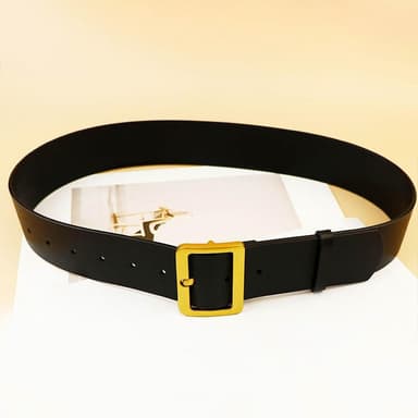【EMMA SUE】寬腰帶 方頭腰帶 金扣腰帶 真皮腰帶 腰封 黑色腰帶 皮帶 腰帶 女生皮帶 真皮皮帶 牛皮腰帶 女腰帶 生日禮物