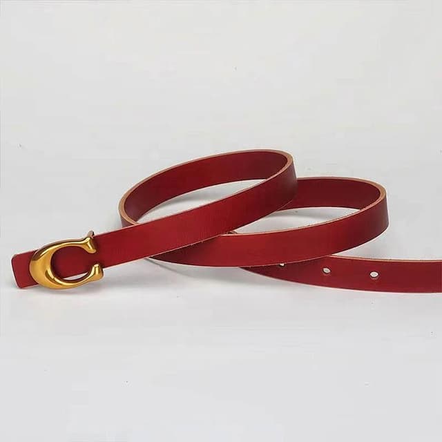 【EMMA SUE】真皮皮帶 禮物 搭配神器 皮帶 腰帶 真皮腰帶 黑色腰帶 洋裝腰帶 牛皮皮帶 紅色皮帶 細腰帶 女腰帶 C字腰帶 
