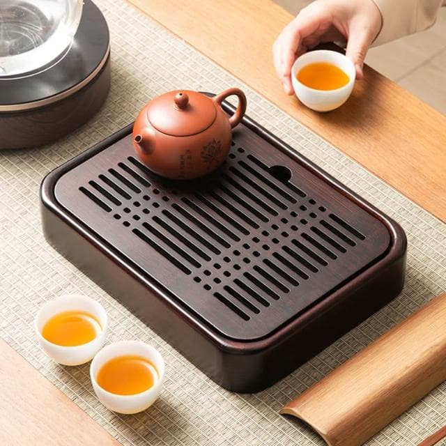桃甜也居家生活  茶盤家用托盤新款功夫茶具組竹實木客廳瀝水儲水乾泡小茶台