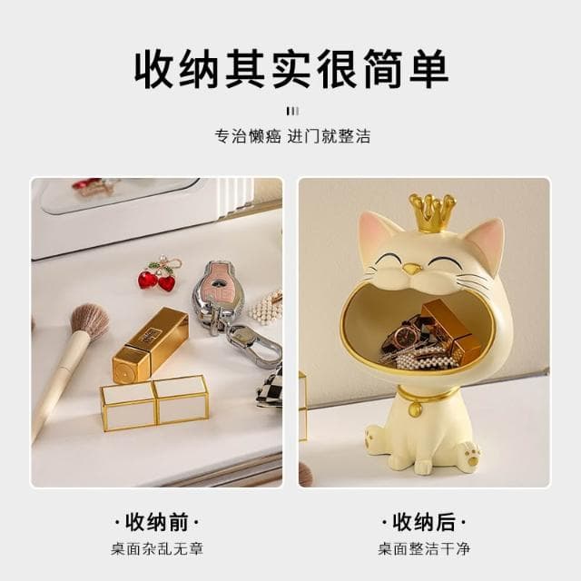 桃甜也居家生活 招財貓鑰匙收納玄關擺飾入戶門口鞋櫃新房家居裝飾品喬遷新居禮品