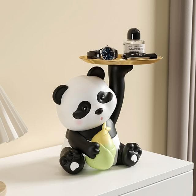 桃甜也居家生活 熊貓鑰匙收納玄關擺飾家居裝飾品入戶進門口客廳鞋櫃喬遷新居禮品