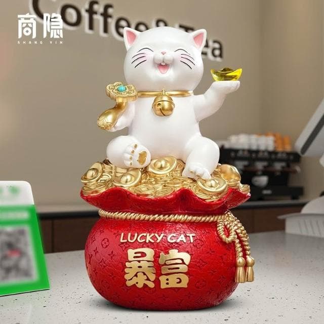 樹脂材質 暴富招財貓存錢罐擺件開業喬遷禮物店鋪收銀台辦公室前臺裝飾品