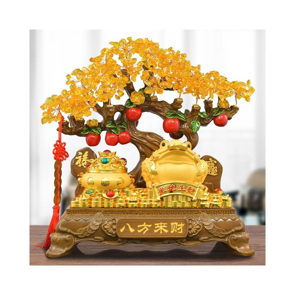 金蟾招財擺件黃水晶發財搖錢樹辦公室收銀臺飯店高檔大氣開業禮物