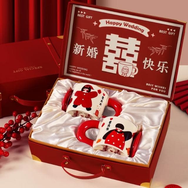 新婚禮物送新人新娘閨蜜結婚朋友訂婚杯子小眾高級實用對杯禮品盒