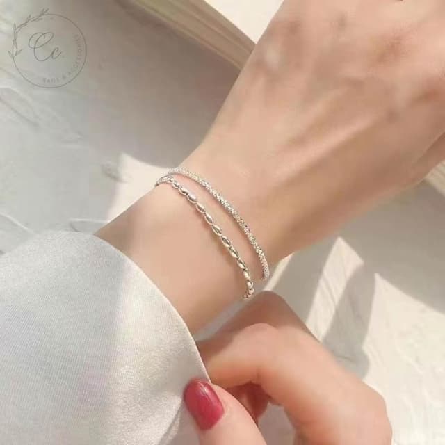 希西小包商 Clacci 925純銀 米粒雙層手鍊 雙層手鍊純銀手鍊韓系簡約氣質情人節禮物生日禮物 C166