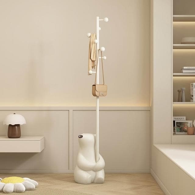 衣帽架 原創設計笨笨熊衣帽架 落地臥室奶油風掛衣包架 喬遷新居禮物擺件