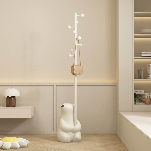 衣帽架 原創設計笨笨熊衣帽架 落地臥室奶油風掛衣包架 喬遷新居禮物擺件