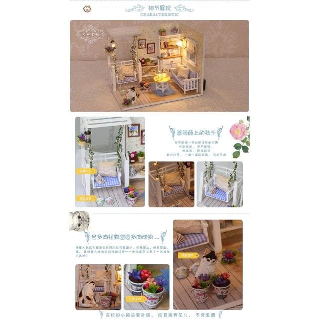 大旺小鋪:DIY小屋小貓日記  袖珍屋娃娃屋材料包 生日結婚母親節情人節聖誕交換禮物 實體店面