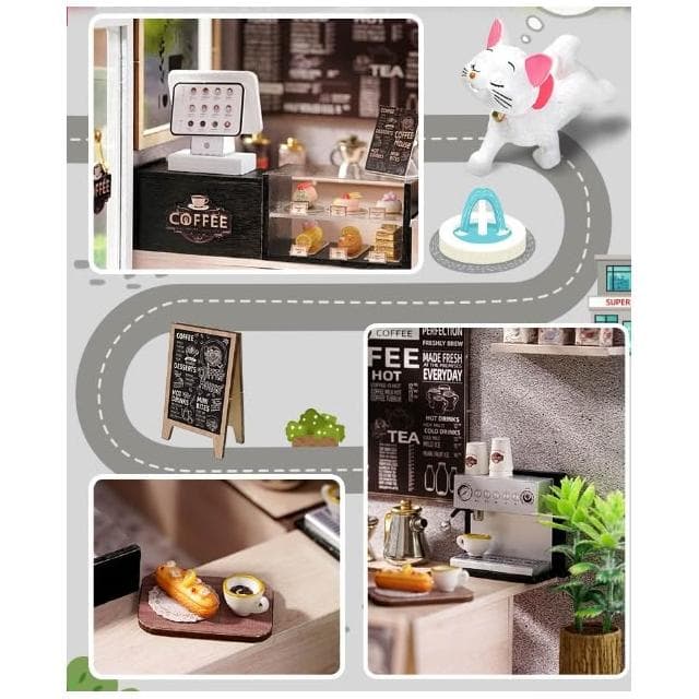 大旺小舖:台北現貨DIY小屋悠然咖啡店 我的小場景系列 袖珍屋娃娃屋材料包 生日結婚母親節情人節聖誕交換禮物 實體店面