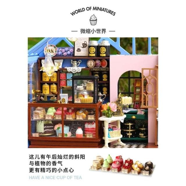 大旺小舖:台北現貨DIY小屋薔薇庭園茶屋附防塵罩袖珍屋娃娃屋材料包 賣場上百款小屋 生日結婚母親節情人節禮物