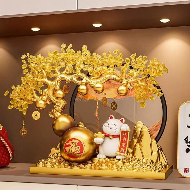 發財樹 招財樹 招財貓擺件 ( 流沙畫 開業禮物 傢居裝飾擺件 辦公室裝飾 喬遷新居）