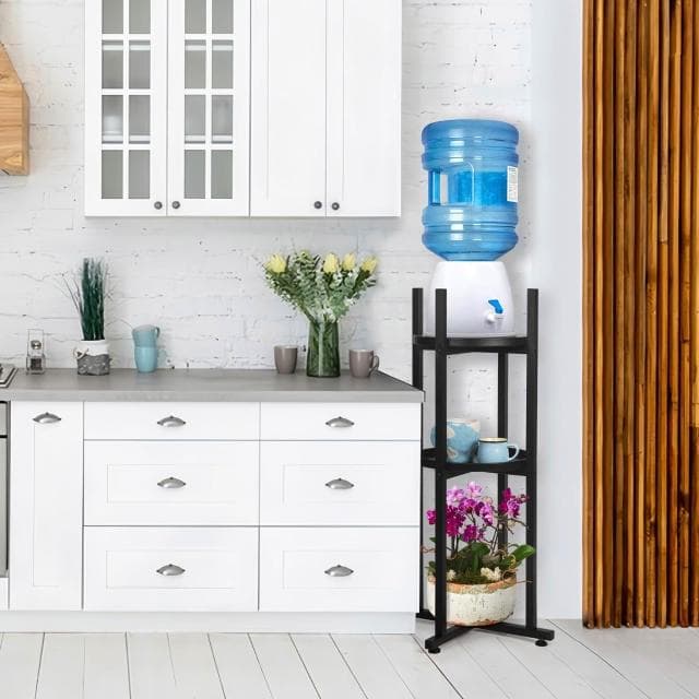 飲水機支架鐵藝金屬黑色盆栽植物架3層室內落地花架室外通用