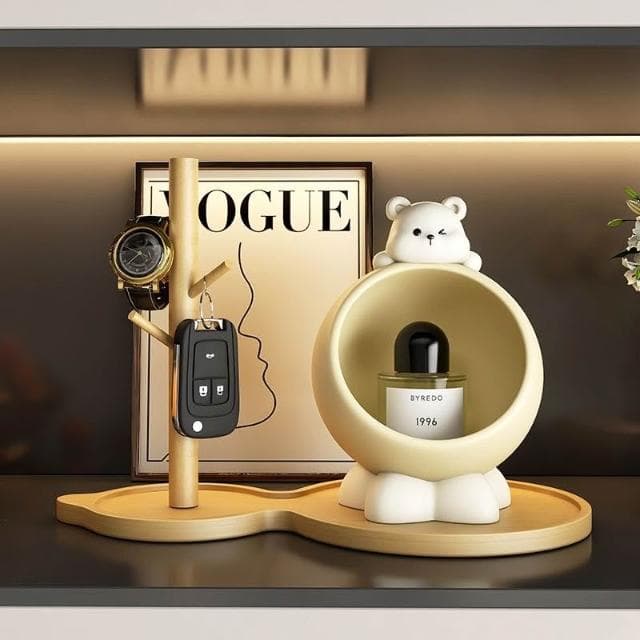 小熊置物架 玄關置物架 鑰匙收納 放鑰匙 玄關鑰匙收納 置物架 桌麵擺件 玄關擺飾 喬遷 禮品