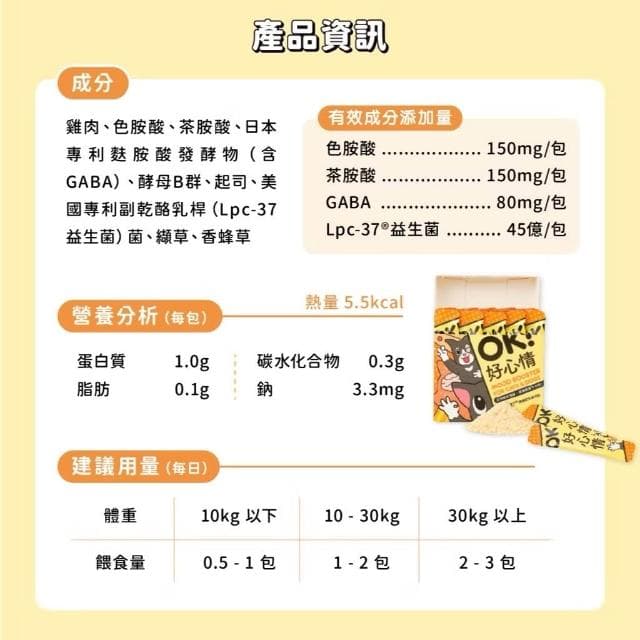 【怪獸部落】OK!好心情1.5G*30入/盒(紓壓 安撫情緒 寵物保健品 寵物保養品)