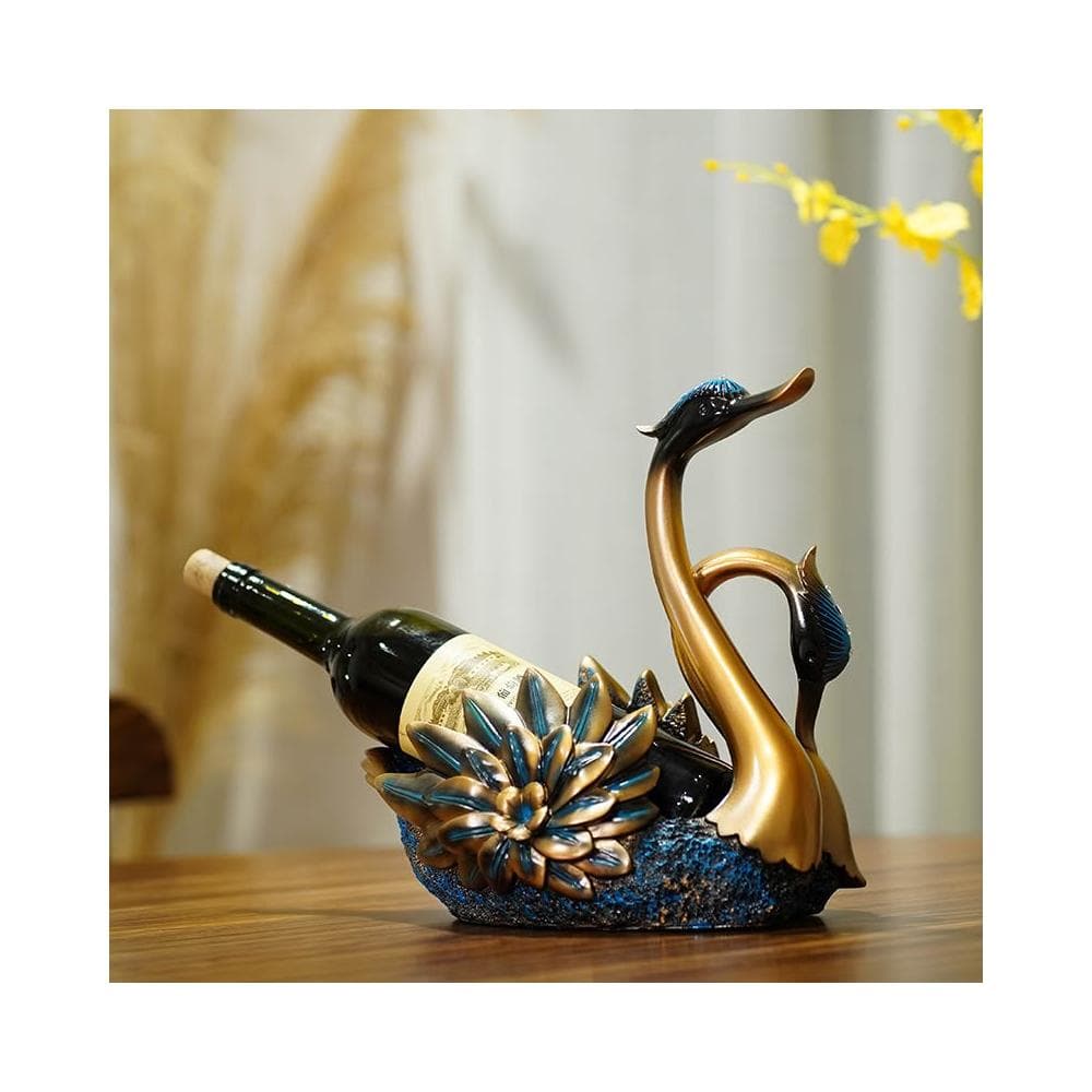 歐式輕奢天鵝擺件現代家居酒櫃樹脂工藝禮品喬遷紅酒架裝飾品禮物