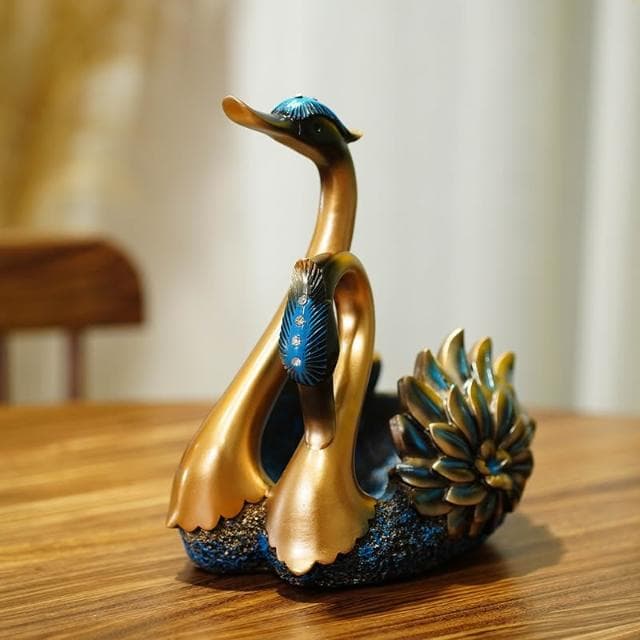 歐式輕奢天鵝擺件現代家居酒櫃樹脂工藝禮品喬遷紅酒架裝飾品禮物