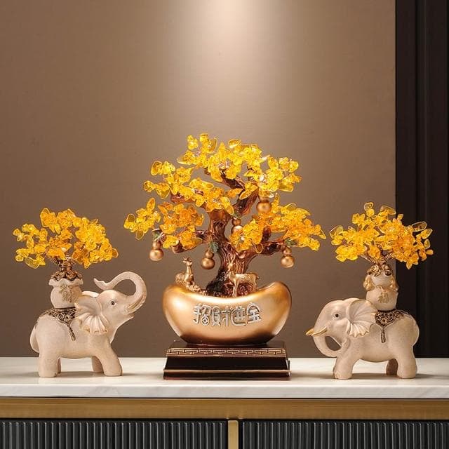 發財樹搖錢樹金元寶新中式擺件辦公室前臺酒櫃裝飾喬遷開業禮物品