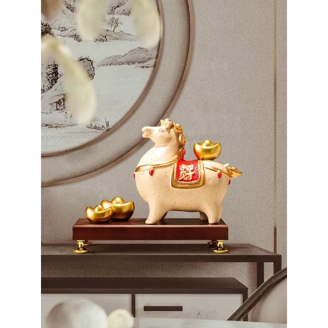 新中式陶瓷馬上有錢擺件辦公室玄關開業喬遷禮物客廳酒櫃裝飾品