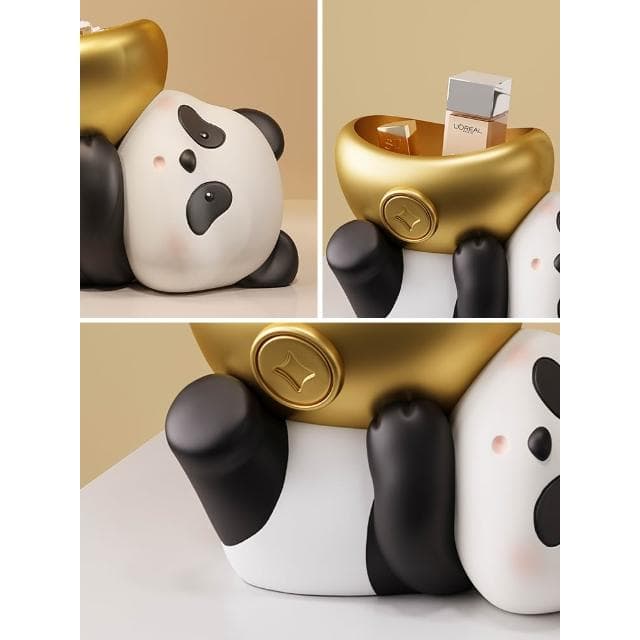 可愛熊貓鑰匙收納玄關擺件創意入戶進門口家居裝飾品喬遷新居禮物