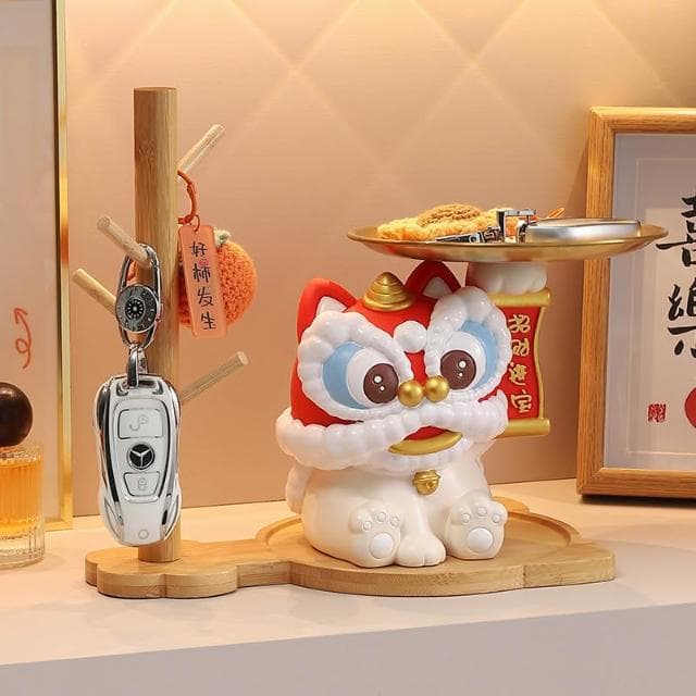 國潮醒獅入戶玄關鑰匙收納擺件客廳家居喜慶裝飾喬遷新居新年禮物