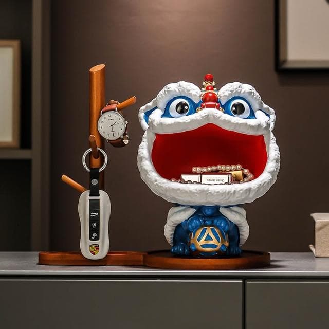 國潮醒獅入戶進門玄關放鑰匙收納擺件客廳裝飾品搬家喬遷新居禮物