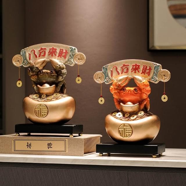 創意家居裝飾品辦公室酒櫃手中有錢八方來財擺件喬遷開業禮物高檔