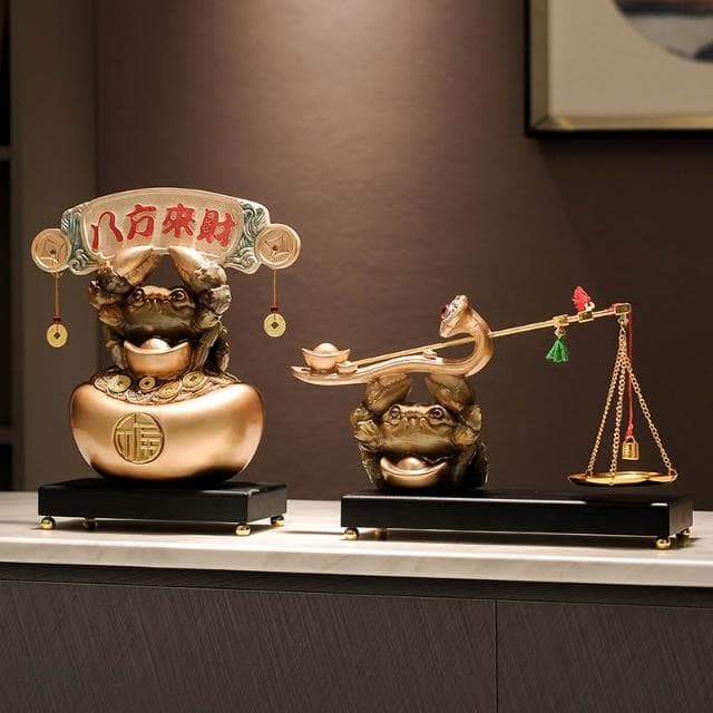 創意家居裝飾品辦公室酒櫃手中有錢八方來財擺件喬遷開業禮物高檔