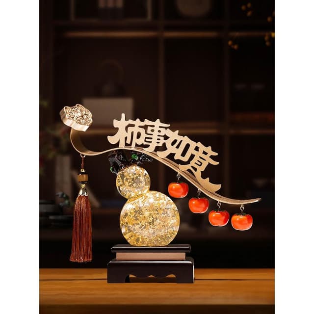 新中式事事柿柿如意擺件葫蘆客廳裝飾品開業禮物搬家喬遷新居禮品