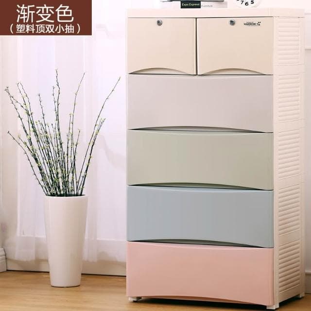 65面寬ABS加大抽屜式收納櫃加厚五斗櫃塑膠寶寶嬰兒衣服儲物櫃