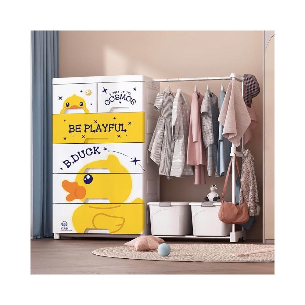 小黃鴨收納櫃嬰兒掛衣置物架家用兒童塑膠收納櫃子抽屜式儲物衣櫥