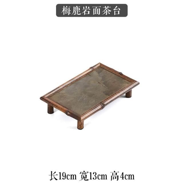 竹制石麵茶盤岩石臺面壺承幹泡臺茶具收納盤梅鹿竹幹泡盤茶道配件