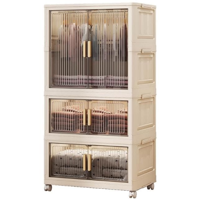 折疊式收納櫃雙開門兒童衣櫃塑膠櫃子臥室房間嬰兒簡易安裝儲物櫃