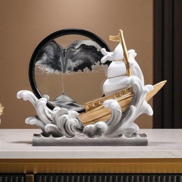 一帆風順流帆船沙畫船筆筒擺件辦公室桌面書房裝飾品喬遷教師禮物