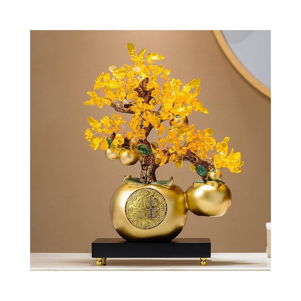 事事如意柿子發財樹擺件客廳辦公室桌面高級感裝飾品喬遷開業禮物