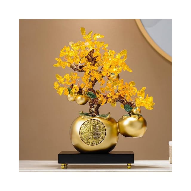 事事如意柿子發財樹擺件客廳辦公室桌面高級感裝飾品喬遷開業禮物