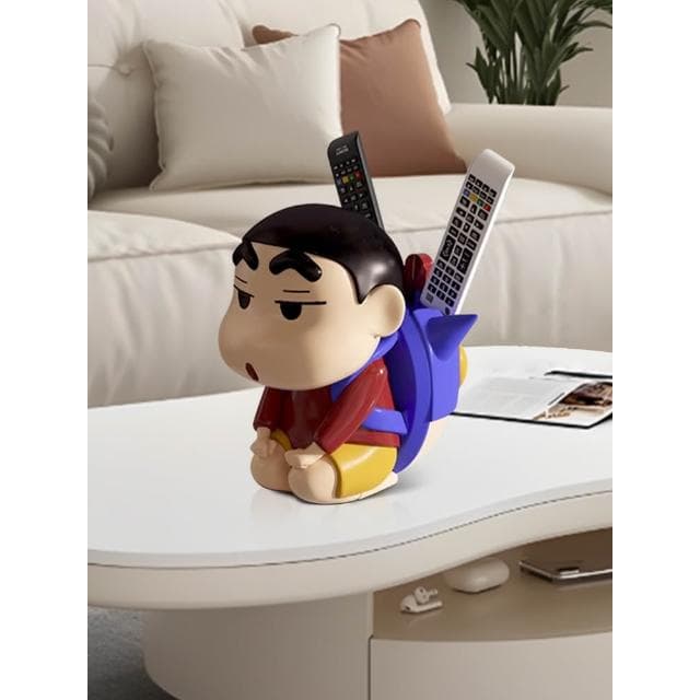 蠟筆小新背包收納擺件辦公室工位筆筒裝飾客廳桌面遙控器喬遷禮物