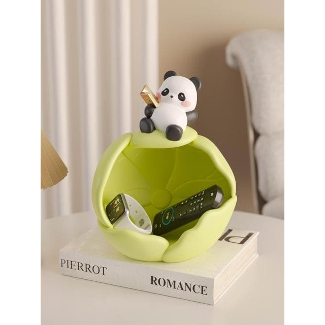 可愛熊貓入戶門玄關鑰匙收納擺件鞋櫃裝飾品創意家居喬遷新居禮物