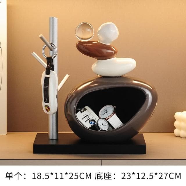 石來運轉鑰匙收納玄關擺件入戶客廳酒櫃電視櫃玄關裝飾品喬遷禮物