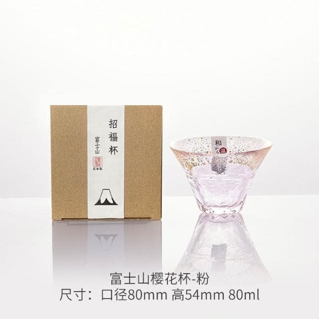同款富士山櫻花招福杯日式金箔清酒杯品茗茶杯喬遷禮物
