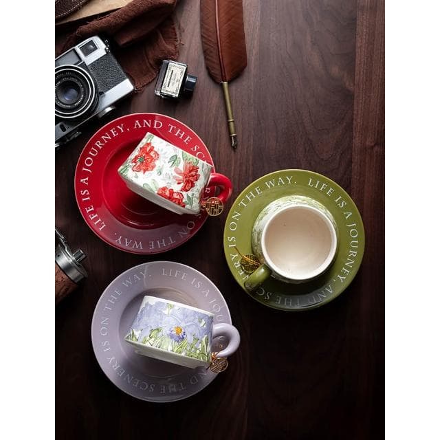 高級感陶瓷杯碟套裝咖啡杯新婚禮物喬遷送禮禮品中古風下午茶杯