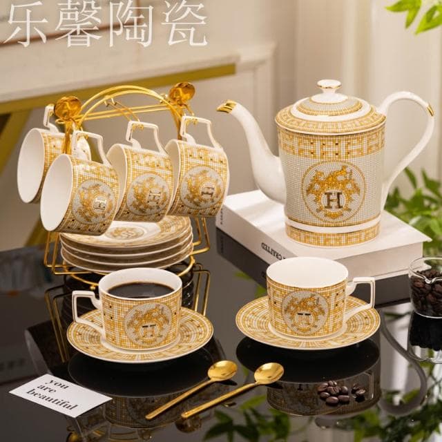 h咖啡杯套裝陶瓷茶杯輕奢英式下午茶茶具高顏值精緻杯碟禮品