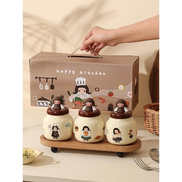 日式調料罐套裝家用廚房收納盒陶瓷調味罐瓶味精鹽罐喬遷新居禮物