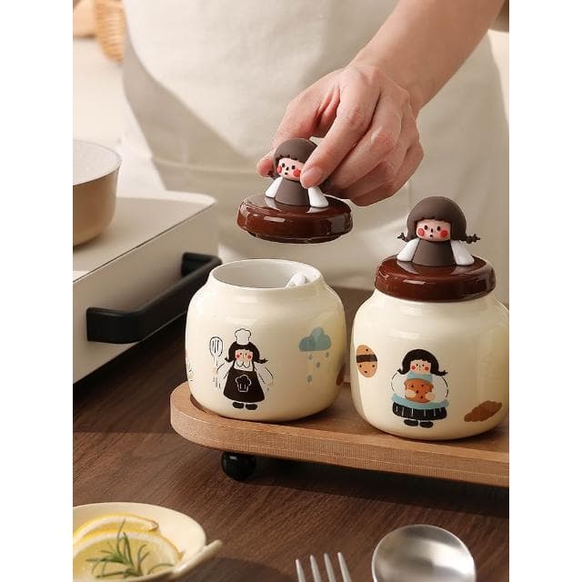 日式調料罐套裝家用廚房收納盒陶瓷調味罐瓶味精鹽罐喬遷新居禮物