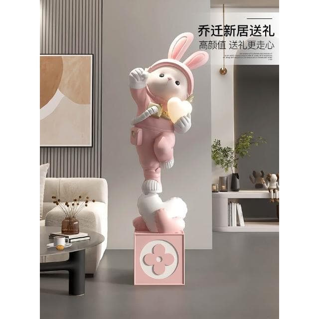 輕奢兔子大型客廳落地擺件高級感大氣電視櫃旁沙發迎賓喬遷禮物