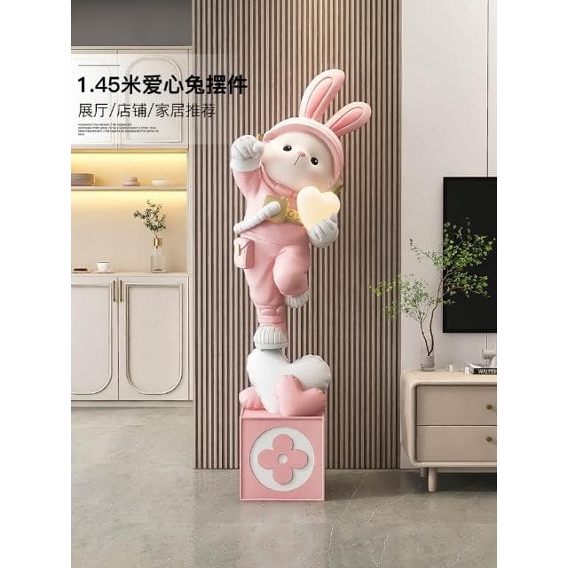 輕奢兔子大型客廳落地擺件高級感大氣電視櫃旁沙發迎賓喬遷禮物