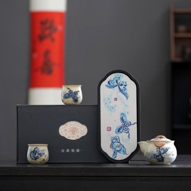 Jimi 集米 茶具 汝窯功夫茶具套裝 一人茶壺茶杯 一壺二杯 送長輩父親老師節日禮品