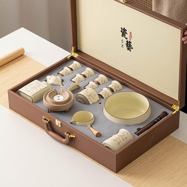 Jimi 集米 茶具 差距組 汝窯紫藤花自動茶具套裝 家用輕奢高檔懶人茶壺茶杯 可定陶瓷茶杯