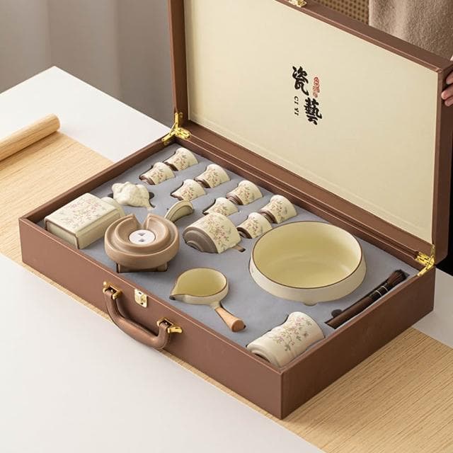 Jimi 集米 茶具 差距組 汝窯紫藤花自動茶具套裝 家用輕奢高檔懶人茶壺茶杯 可定陶瓷茶杯
