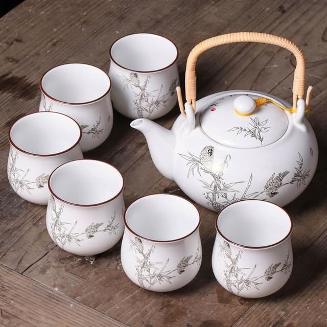 Jimi 集米 茶具組 茶壺 陶瓷提樑壺套裝 家用防燙茶杯 功夫茶具
